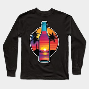 "Aflame in Glass: Sunset Echoes in Bottled Splendor" Long Sleeve T-Shirt